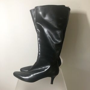 IMPO Black Faux Leather Boots, Wide Calf 9W